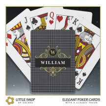 Elegant Black Grått Play Guld Emblem Monogram Namn