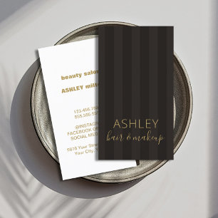 Elegant Black Grått Rand Guld Hair Makeup Visitkort