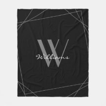 Elegant Black Grått Silver Monogram Namn-skript
