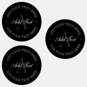 Elegant Black Grått & White Monogrammed Watersecur Klistermärke
