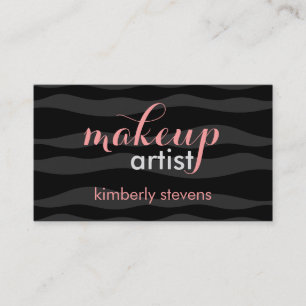 Elegant Black & Grått Zebra ränder Makeup Artist Visitkort