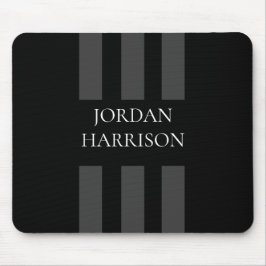 Elegant Black Gray Stripes Logo mouse pad Musmatta