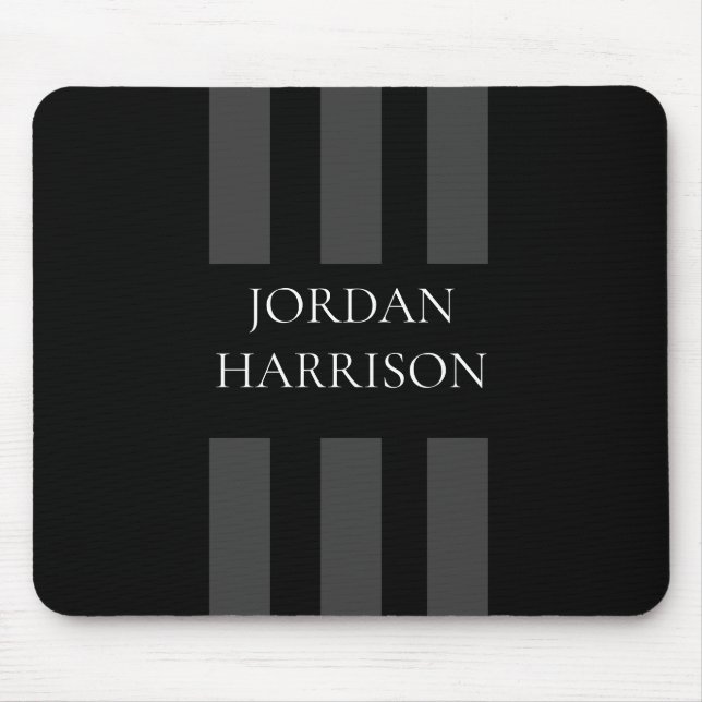 Elegant Black Gray Stripes Logo mouse pad Musmatta (Framsidan)