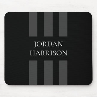 Elegant Black Gray Stripes Logo mouse pad Musmatta