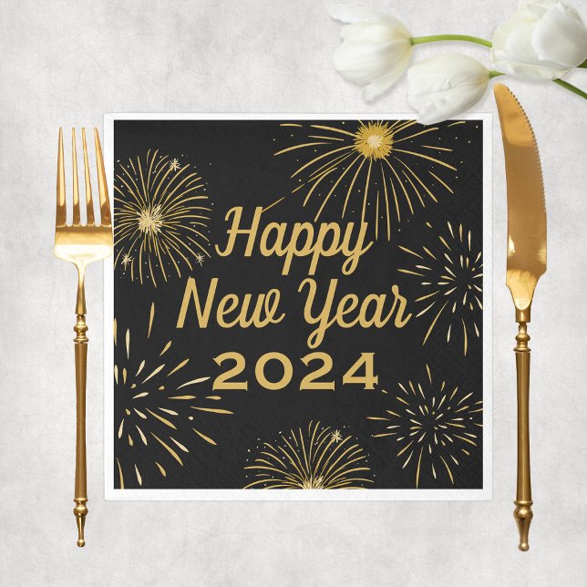 Elegant Black Guld 2025 Gott nytt år Party Pappersservett (Elegant Black Gold 2025 Happy New Year Party Napkins
)