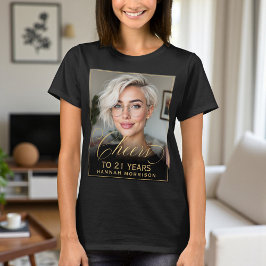 Elegant Black & Guld, 21:a födelsedag, Party foto T Shirt