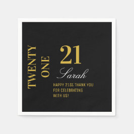 Elegant Black & Guld 21:a födelsedagen Party Cockt Pappersservett