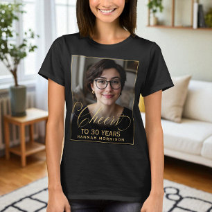 Elegant Black & Guld 30års födelsedag Party Photo T Shirt