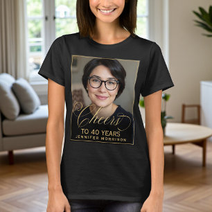 Elegant Black & Guld 40:e födelsedag Party foto T Shirt