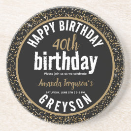 Elegant Black & Guld 40:e födelsedagen Party Underlägg