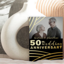 Elegant Black & Guld 50:e Bröllop-årsdagen