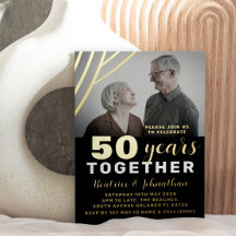 Elegant Black & Guld 50:e Bröllop-årsdagen