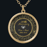 Elegant Black & Guld 50:e Bröllop-årsdagen Guldpläterat Halsband<br><div class="desc">Elegant svart och guld 50:e bröllop-årsdagen</div>