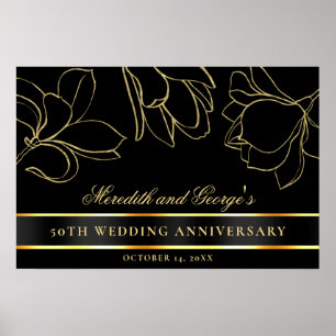 Elegant Black Guld 50:e Bröllop-årsdagen Poster