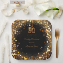 Elegant Black & Guld 50:e födelsedag Pappra Tallri