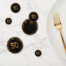 Elegant Black & Guld 50:e födelsedagen Bord Confet