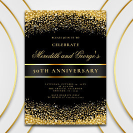 Elegant Black Guld 50:e högtidlighållandet Party Inbjudningar