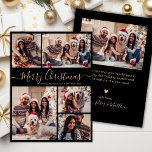 Elegant Black Guld 5 Photo Collage jul Julkort<br><div class="desc">Modern Calligraphy med enkel Elegant Black och Guld 5 Photo Collage God jul Script Helgdag Card. Den här sjutna, minimalistiska, viskösa 5 (5) fotokortmallen Julhälsningar ett söt-rutnätsfotokollage och säger "God jul"! Texten "God jul" hälsning är skriven i ett vackert handskript som snabbt byts ut mot svan i guld mot svart...</div>
