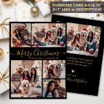 Elegant Black Guld 5 Photo Collage jul Julkort<br><div class="desc">Modern Calligraphy med enkel Elegant Black och Guld 5 Photo Collage God jul Script Helgdag Card. ( ) NOTERA ATT DESSA STORLEKA KORT PÅ 6, 5" X 8, 75" ÄR STÖRRE ÄN GENOMSNITTET, PÅ GRUND AV DET STÖRRE STORLEKA KORTET ÄR DET NÄSTAN SÄKERT ATT POSTAGKOSTNADERNA KOMMER ATT VARA HÖGRE. OM...</div>