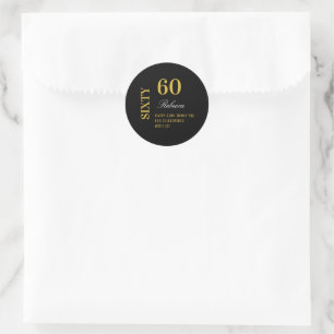 Elegant Black & Guld 60:e födelsedag Tack Runt Klistermärke