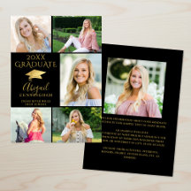 Elegant Black Guld 6 Photo Collage Student