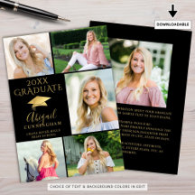 Elegant Black Guld 6 Photo Collage Student