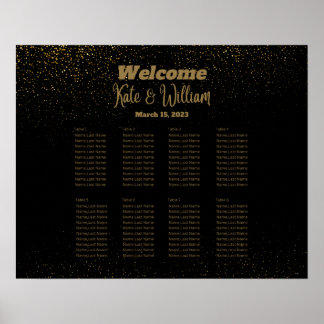 Elegant Black & Guld 8, sittdiagram för Bord Poster