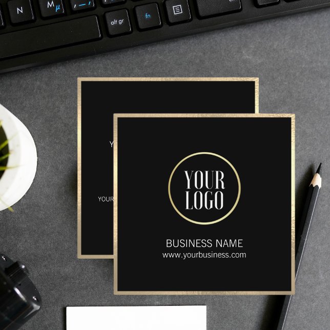 Elegant Black Guld Affärskort | LOGOTYP (Elegant Black Gold Business Card  LOGO)