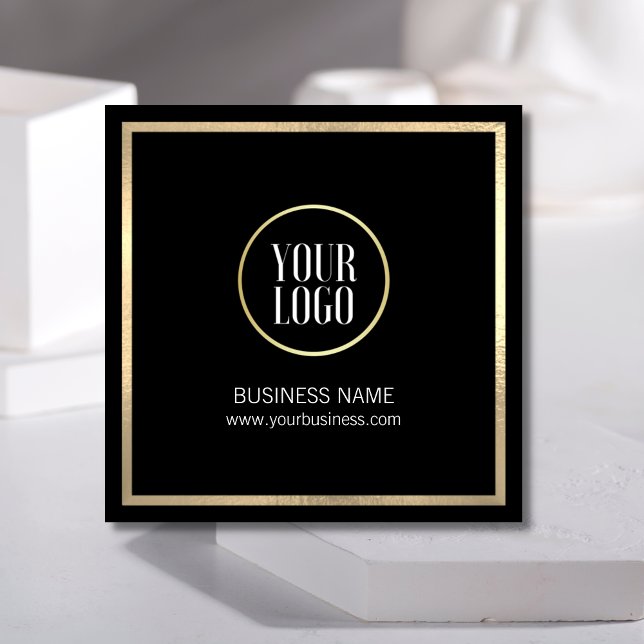 Elegant Black Guld Affärskort | LOGOTYP (Elegant Black Gold Business Card | LOGO)