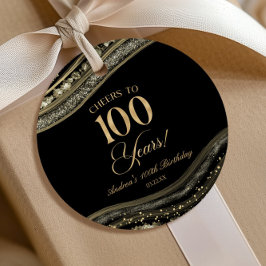 Elegant Black Guld Agate 100:e Födelsedagsfesten Gåvor Etiketter