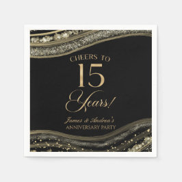Elegant Black Guld Agate 15:e årsdagen Party Pappersservett