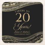 Elegant Black Guld Agate 20-årsdagen Party Underlägg Papper Kvadrat<br><div class="desc">Det är Elegant Black Guld Agate 20:e Bröllop-årsdagen för Party Pappra Underlägg!</div>