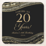 Elegant Black Guld Agate 20:e Födelsedagsfesten Underlägg Papper Kvadrat<br><div class="desc">Det här är Elegant Black Guld Agate 20:e Födelsedagsfesten Pappra Underlägg!</div>