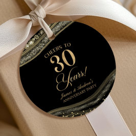 Elegant Black Guld Agate 30-årsdagen Party Gåvor Etiketter