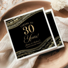 Elegant Black Guld Agate 30-årsdagen Party Pappersservett