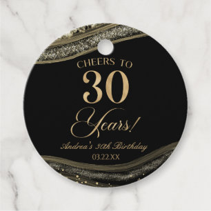 Elegant Black Guld Agate 30års födelsedag Party Gåvor Etiketter