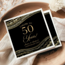 Elegant Black Guld Agate 50-årsdagen Party