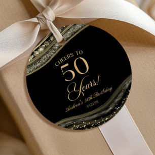Elegant Black Guld Agate 50:e Födelsedagsfesten Gåvor Etiketter