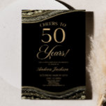 Elegant Black Guld Agate 50:e Födelsedagsfesten Inbjudningar<br><div class="desc">Det här är en Elegant Black Guld Agate 50:e Födelsedagsfest inbjudan!</div>