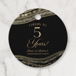 Elegant Black Guld Agate 5:e årsdagen Party Gåvor Etiketter