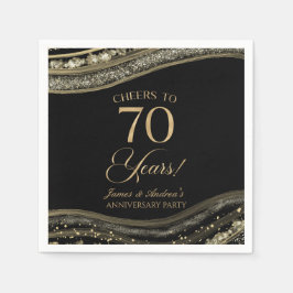 Elegant Black Guld Agate 70-årsdagen Party Pappersservett