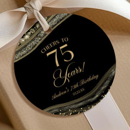 Elegant Black Guld Agate 75:e Födelsedagsfest Gåvor Etiketter