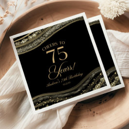 Elegant Black Guld Agate 75:e Födelsedagsfest Pappersservett
