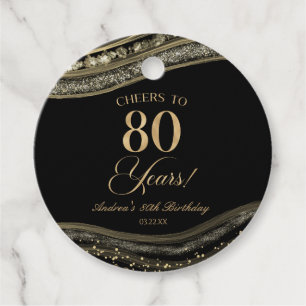Elegant Black Guld Agate 80:e Födelsedagsfesten Gåvor Etiketter