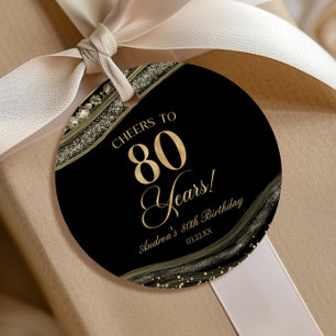 Elegant Black Guld Agate 80:e Födelsedagsfesten Gåvor Etiketter