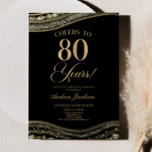 Elegant Black Guld Agate 80:e Födelsedagsfesten