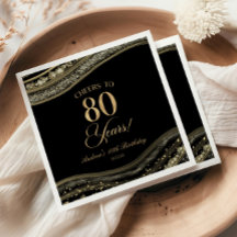 Elegant Black Guld Agate 80:e Födelsedagsfesten