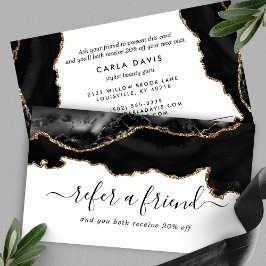 Elegant Black Guld Agate Marble Modern Rabattkort