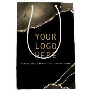 Elegant Black Guld Agerar din Logotyp här Medium G