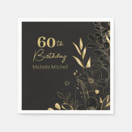 Elegant Black Guld Anpassningsbar 60:e födelsedag  Pappersservett